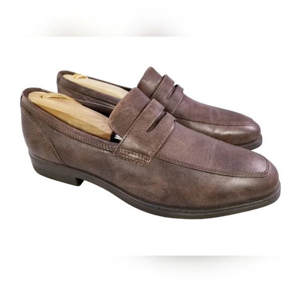ECCO MEN SHOES PENNY LOAFERS BROWN LEATHER SIZE 41/8 EUC Men main image 4